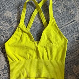 Yellow Racerback Sports Bra with Moisture-Wicking Fabric